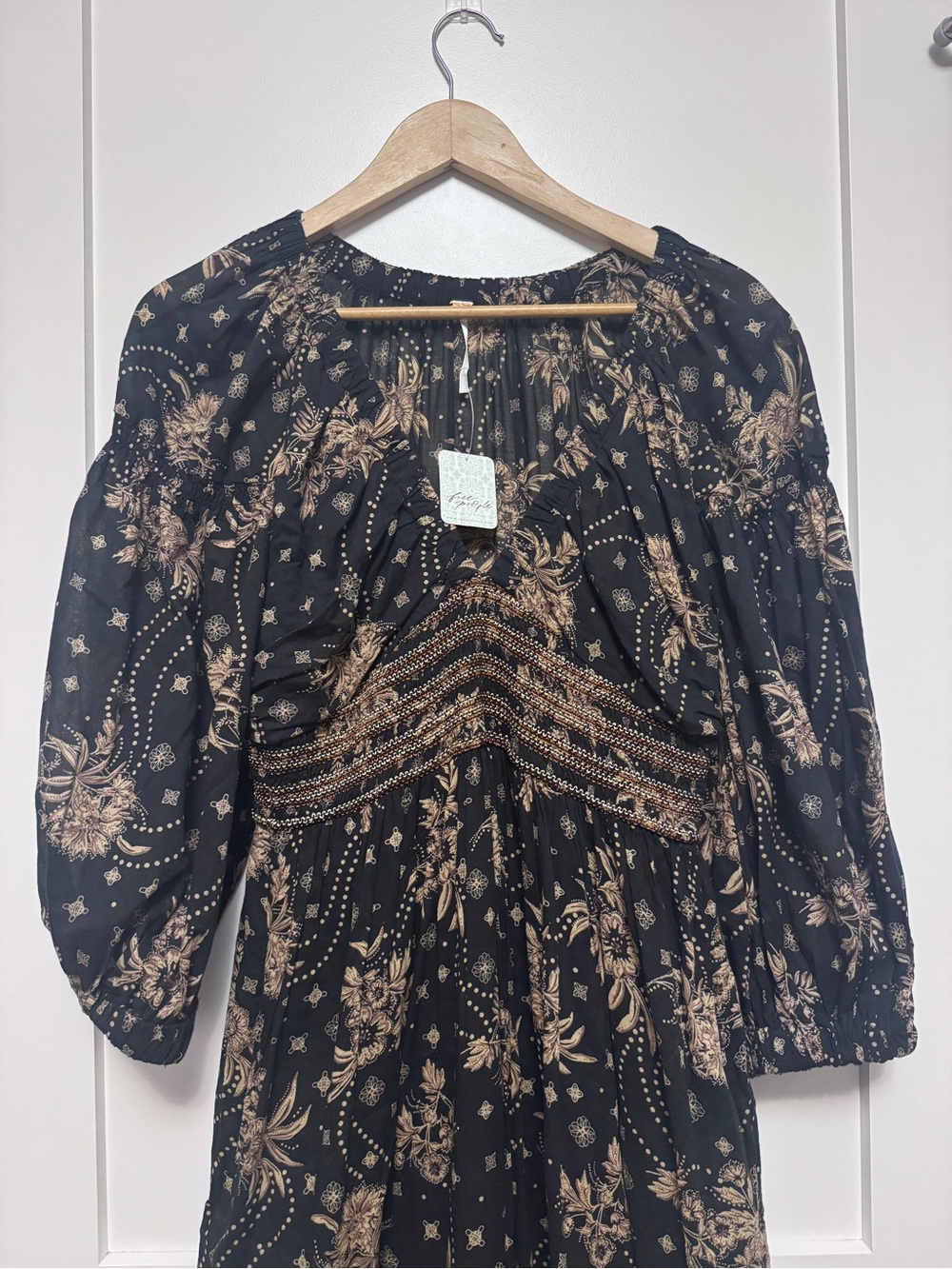 Free People Boho Golden Hour Maxi Dress Black Combo Small NWT - Picture 5 of 15